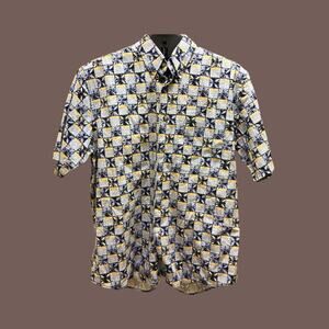 Vintage Crossings Men’s Blue Geometric Print Short Sleeve Button-Up Shirt Size M